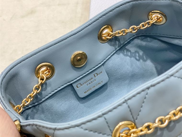 DIOR SMALL DIOR AMMI BAG BLUE SUPPLE MACROCANNAGE LAMBSKIN