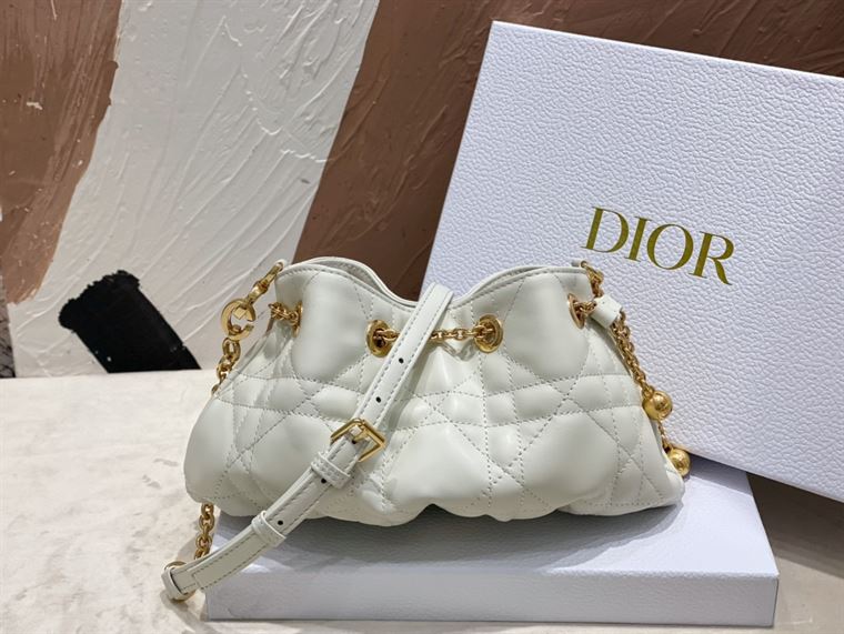 DIOR SMALL DIOR AMMI BAG WHITE SUPPLE MACROCANNAGE LAMBSKIN