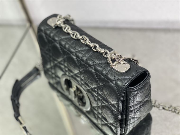 DIOR SMALL DIOR CARO BAG BLACK SUPPLE CANNAGE