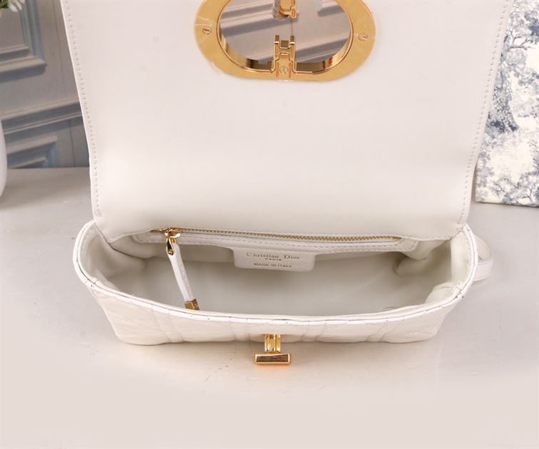 DIOR SMALL DIOR CARO BAG WHITE SUPPLE