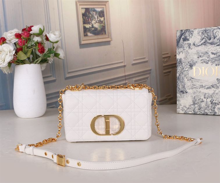 DIOR SMALL DIOR CARO BAG WHITE SUPPLE