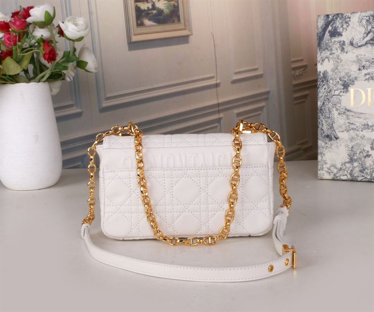 DIOR SMALL DIOR CARO BAG WHITE SUPPLE