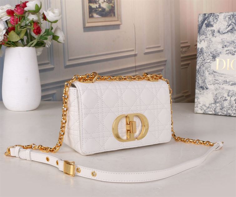 DIOR SMALL DIOR CARO BAG WHITE SUPPLE