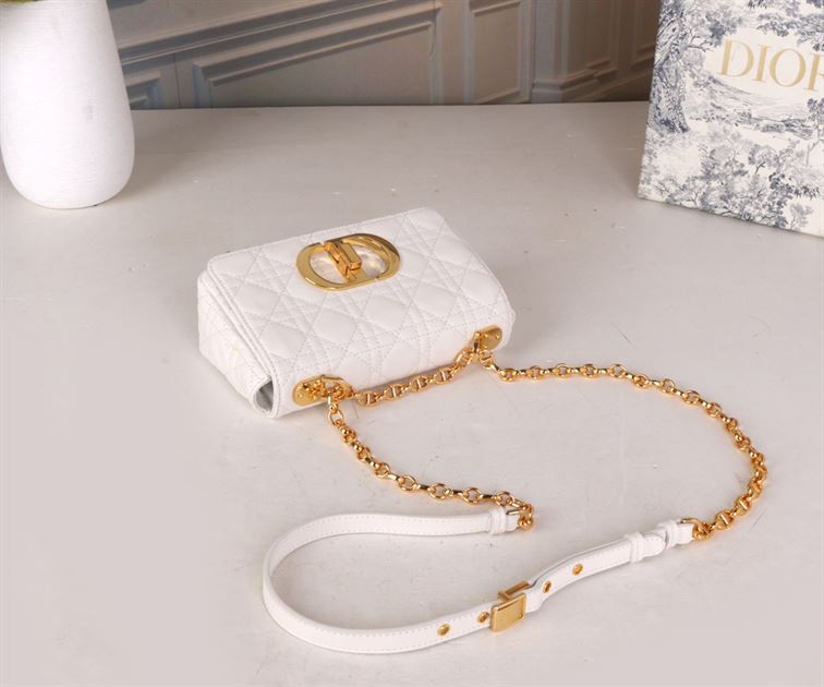 DIOR SMALL DIOR CARO BAG WHITE SUPPLE
