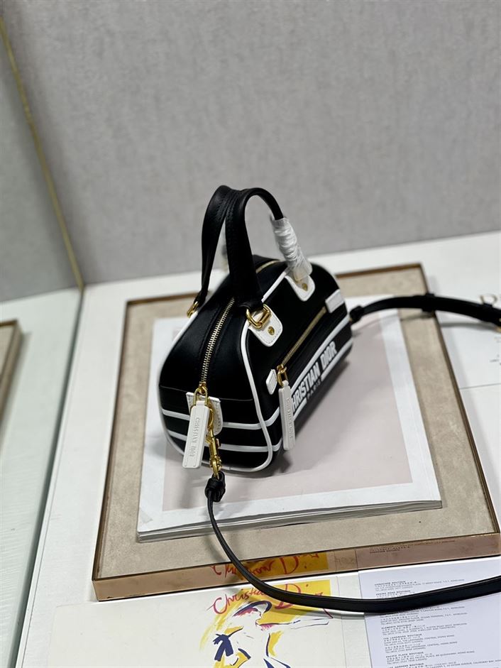 DIOR VIBE ZIP BOWLING MICRO BAG BLACK CALFSKIN