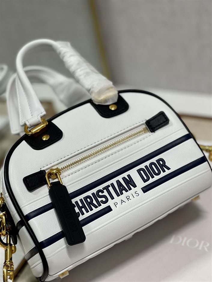 DIOR VIBE ZIP BOWLING MICRO BAG WHITE CALFSKIN