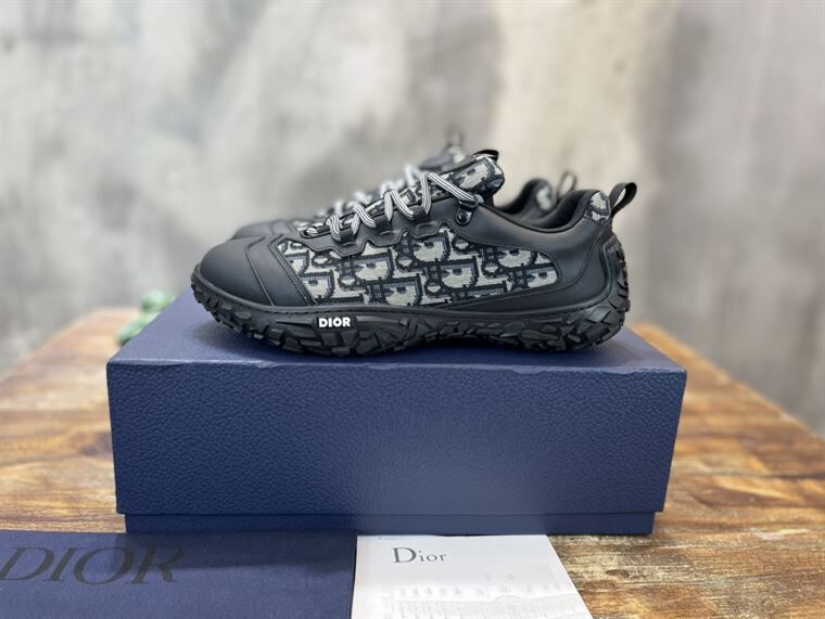 DIORIZON DERBY SHOE BEIGE AND BLACK DIOR OBLIQUE JACQUARD AND BLACK RUBBER - DO090