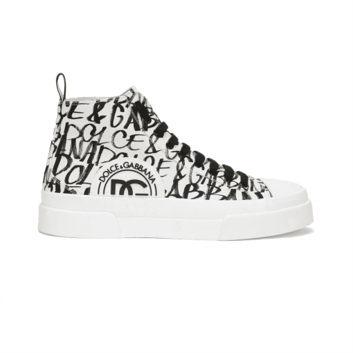DOLCE & GABBANA CANVAS PORTOFINO LIGHT MID-TOP SNEAKERS WITH DG LOGO PRINT – DG005