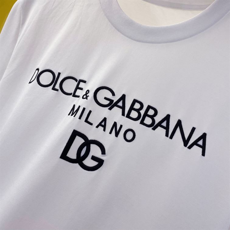 DOLCE & GABBANA COTTON T-SHIRT WITH DG EMBROIDERY - DT002