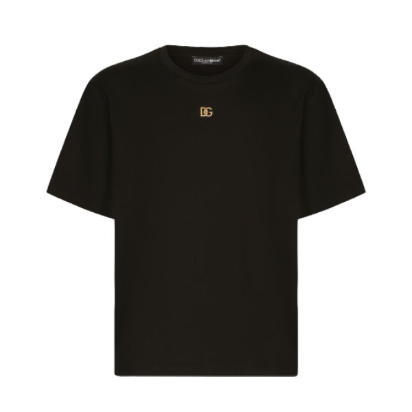 DOLCE &GABBANA COTTON T-SHIRT WITH METALLIC DG LOGO - DT015
