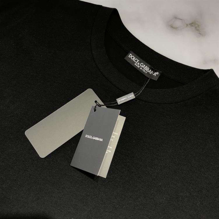 DOLCE &GABBANA COTTON T-SHIRT WITH METALLIC DG LOGO - DT015