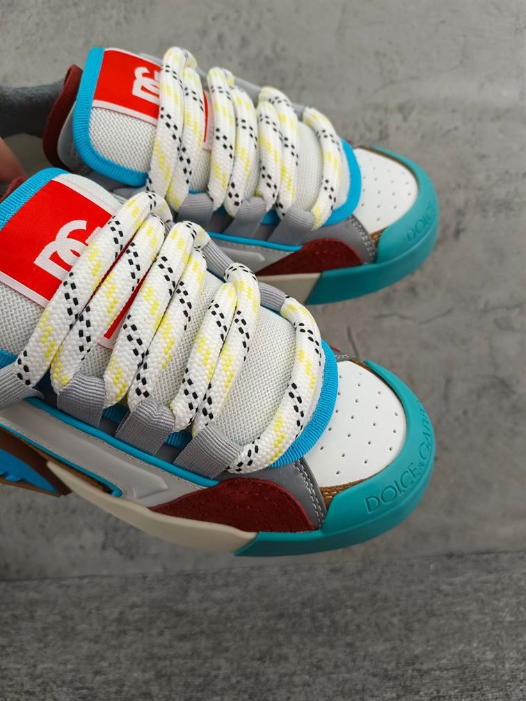 DOLCE & GABBANA MIXED-MATERIAL PORTOFINO SNEAKERS IN MULTICOLOR – DG037