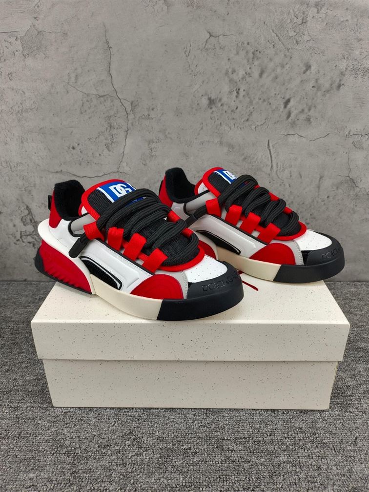 DOLCE & GABBANA MIXED-MATERIAL PORTOFINO SNEAKERS IN MULTICOLOR – DG039