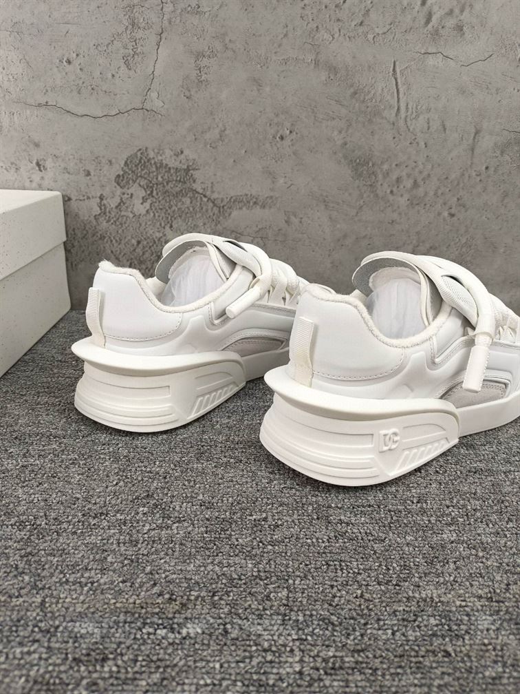 DOLCE & GABBANA MIXED-MATERIAL PORTOFINO SNEAKERS IN WHITE – DG036