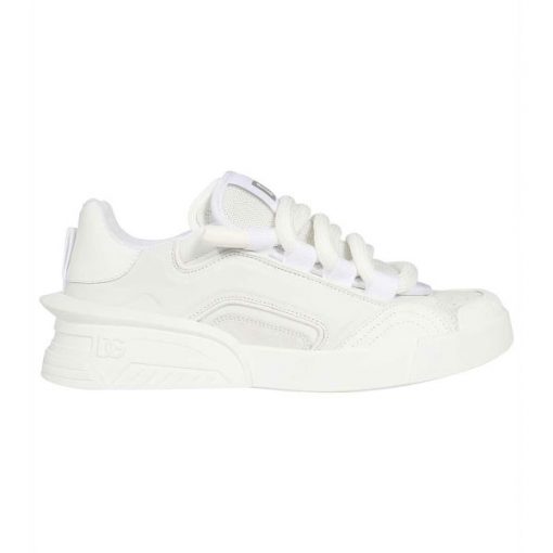 DOLCE & GABBANA MIXED-MATERIAL PORTOFINO SNEAKERS IN WHITE – DG036