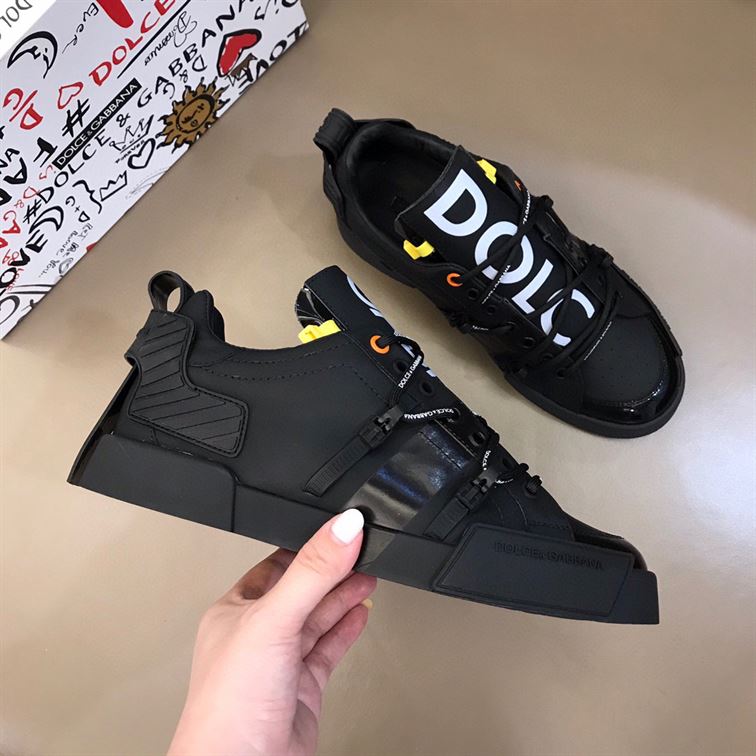 DOLCE & GABBANA PORTOFINO SNEAKER IN CALFSKIN AND PATENT LEATHER – DG032