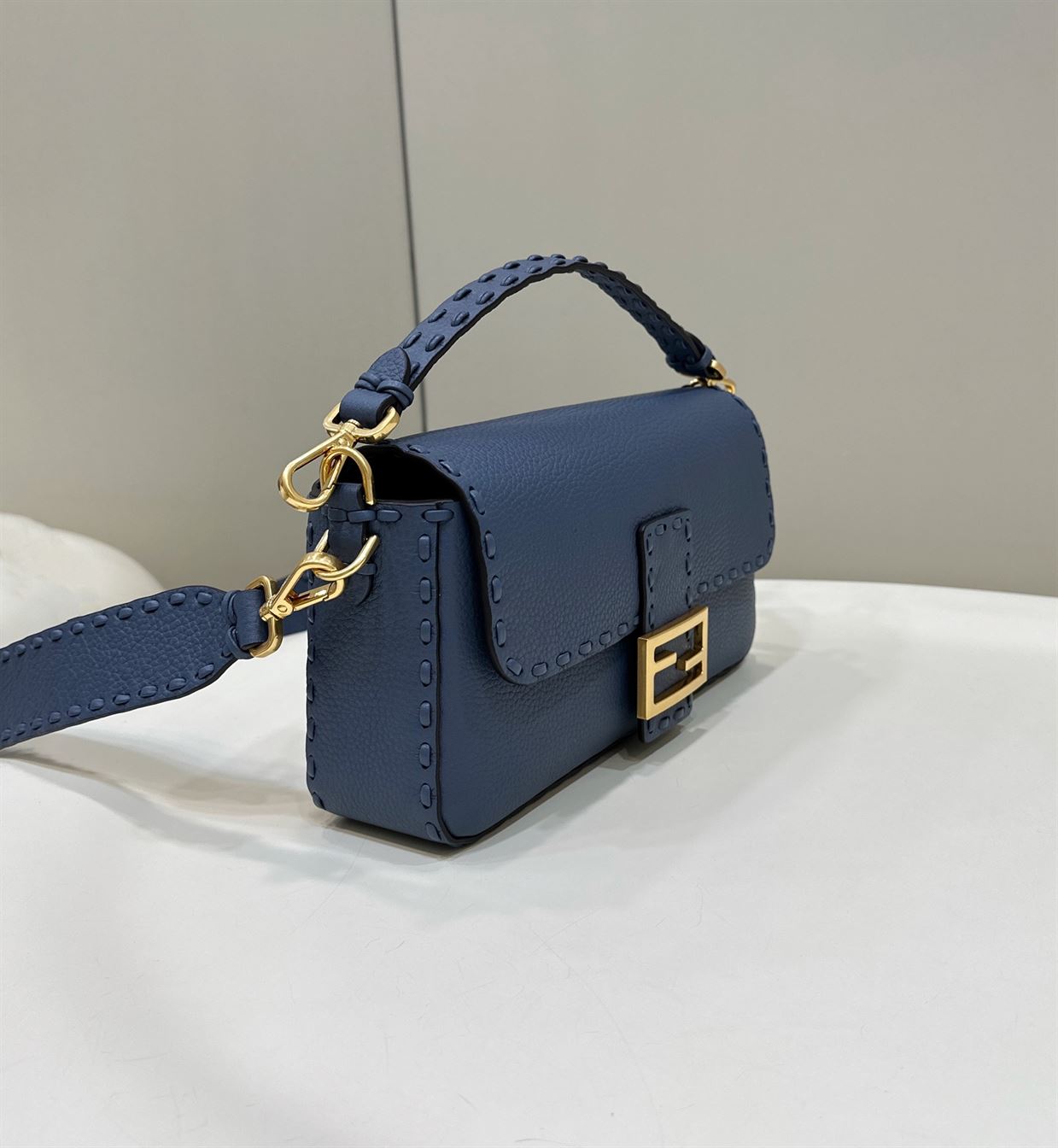 FENDI BAGUETTE BLUE SELLERIA BAG