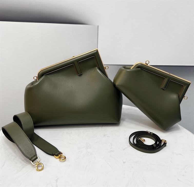 FENDI FIRST MEDIUM GREEN LEATHER BAG