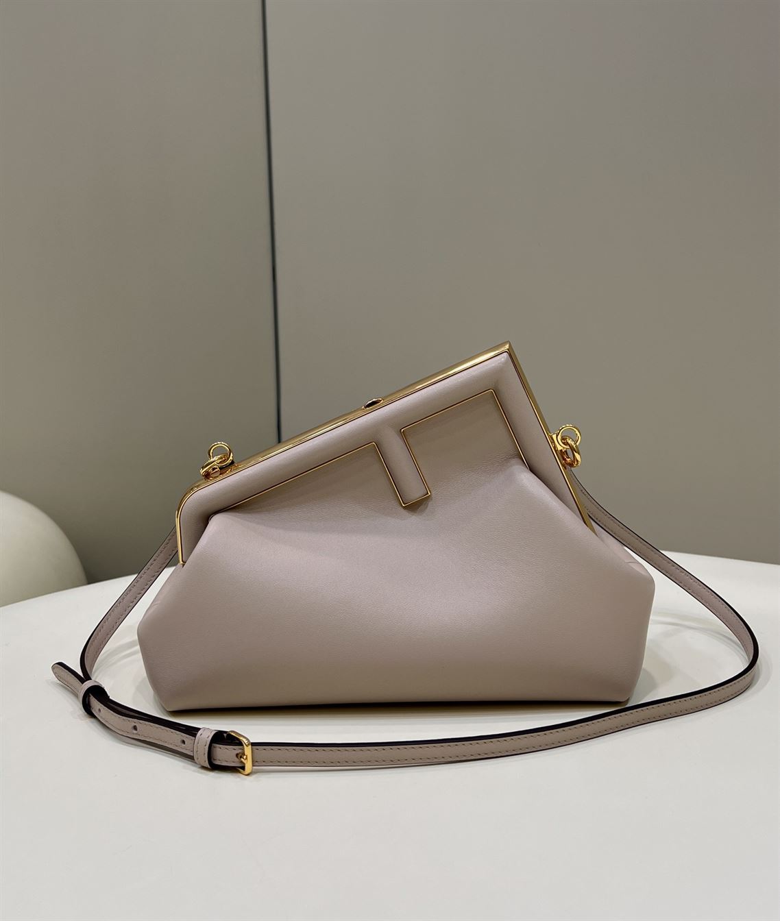 FENDI FIRST SMALL DOVE GREY LEATHER BAG