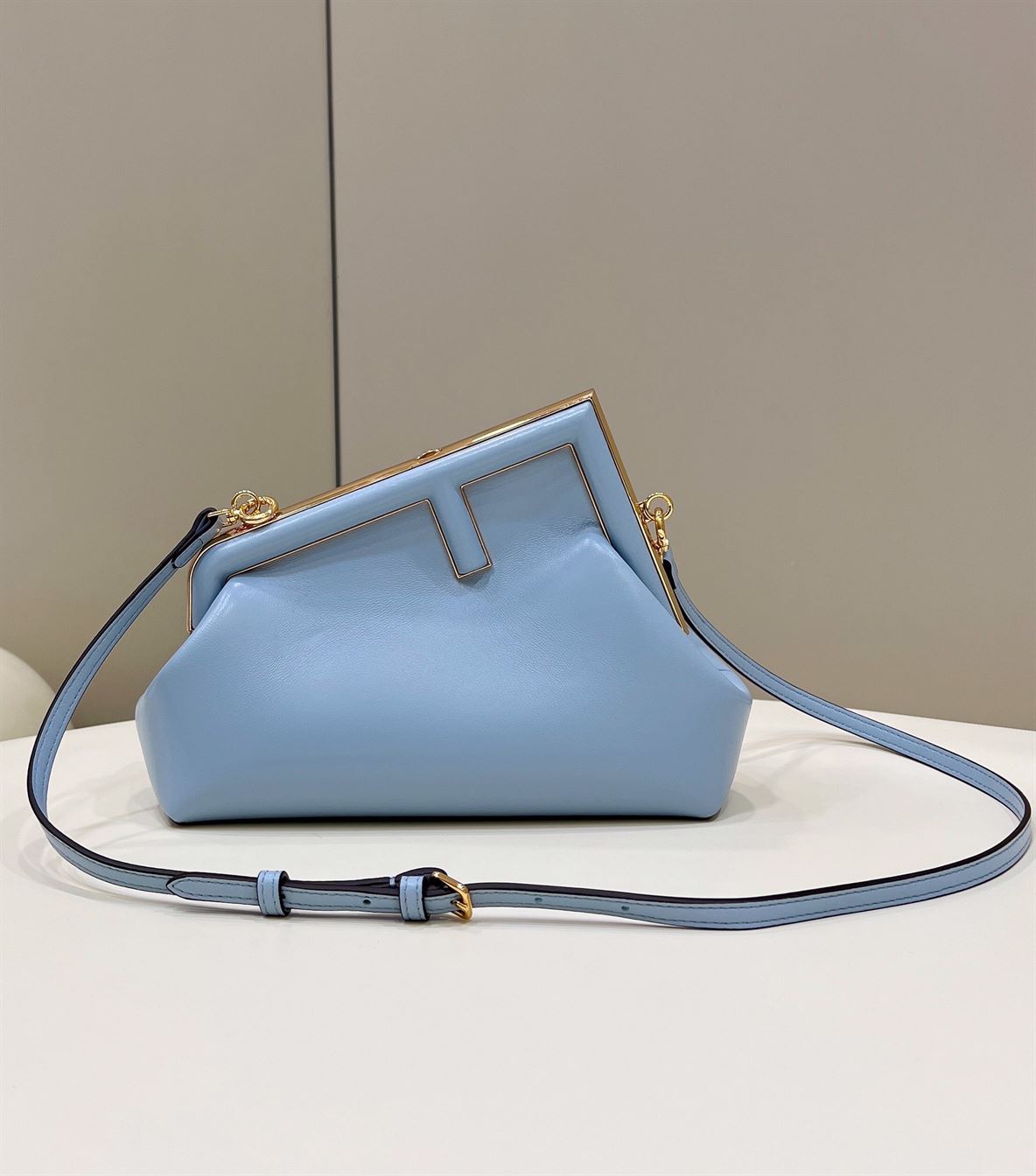 FENDI FIRST SMALL LIGHT BLUE LEATHER BAG