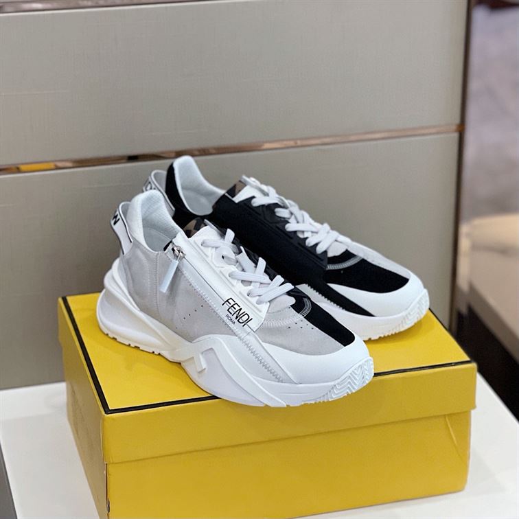 FENDI FLOW BICOLOR SUEDE LOW-TOP SNEAKERS - FDS006