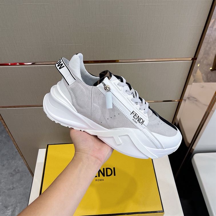 FENDI FLOW BICOLOR SUEDE LOW-TOP SNEAKERS - FDS006