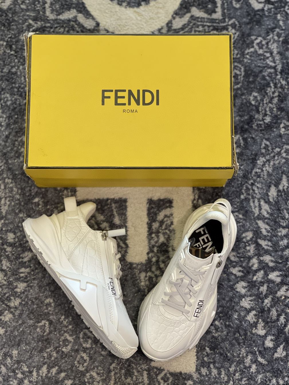 FENDI FLOW WHITE CAIMAN LOW TOPS - FDS012