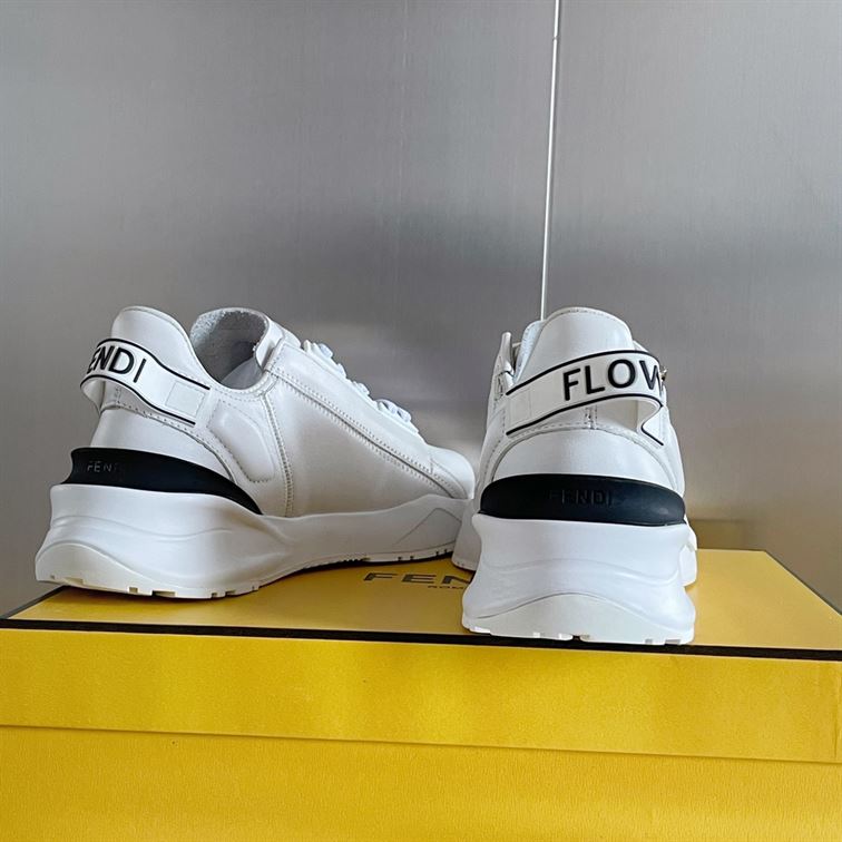 FENDI FLOW WHITE LEATHER LOW TOPS - FDS015
