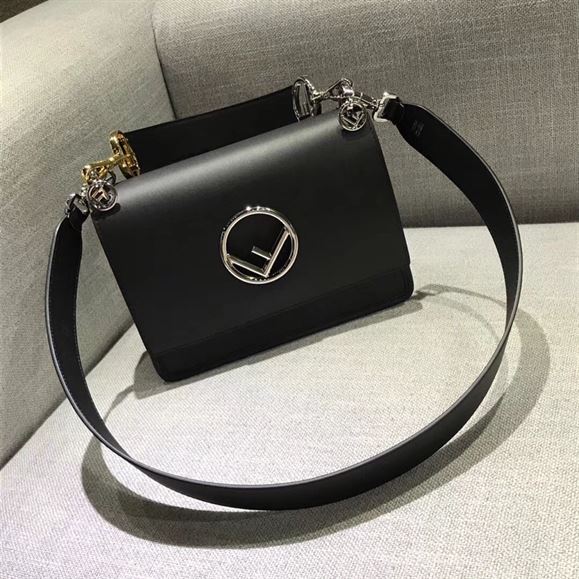 FENDI KAN I CALFSKIN LEATHER SHOULDER BAG