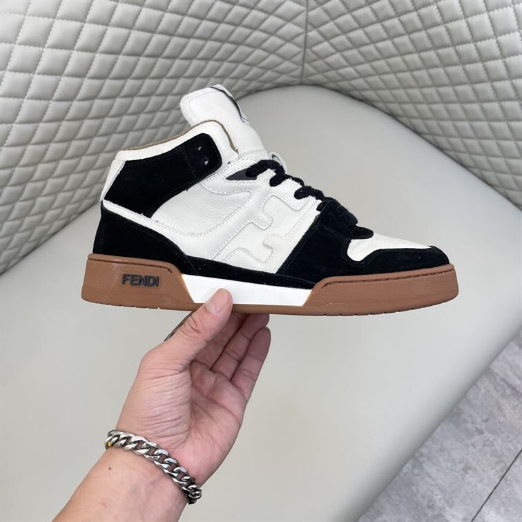 FENDI MATCH BLACK LEATHER HIGH TOPS - FDS016