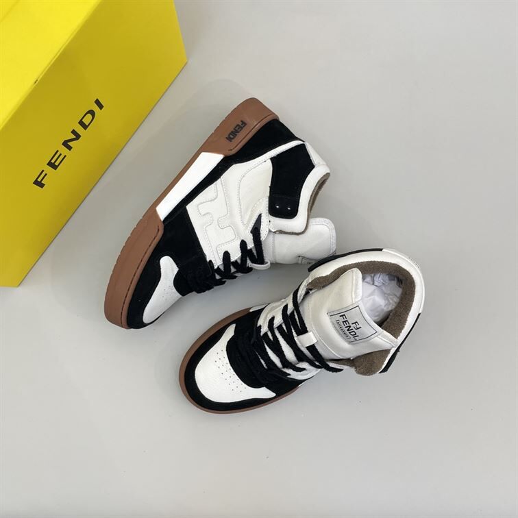FENDI MATCH BLACK LEATHER HIGH TOPS - FDS016