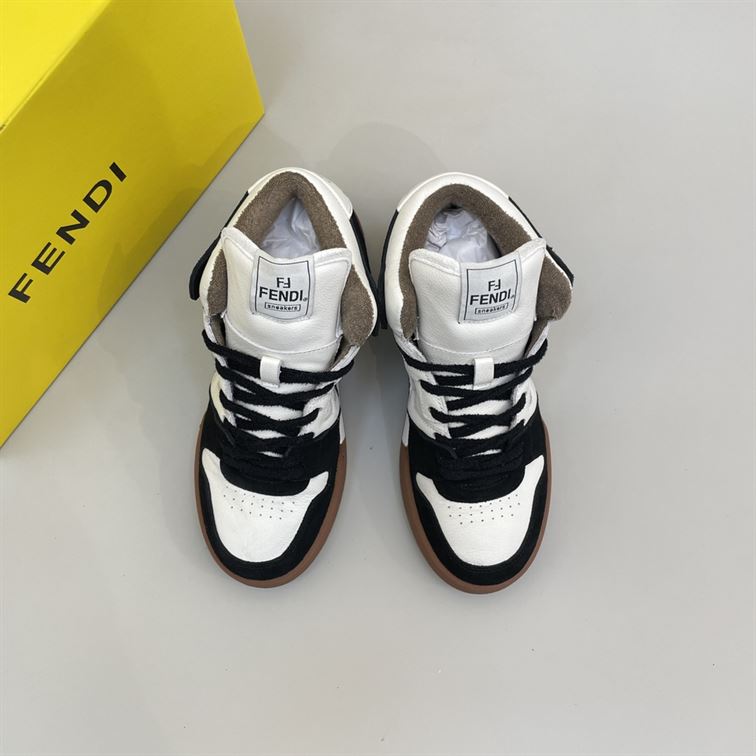 FENDI MATCH BLACK LEATHER HIGH TOPS - FDS016