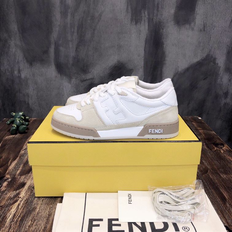 FENDI MATCH LOW-TOP SNEAKERS IN WHITE SUEDE - FDS004
