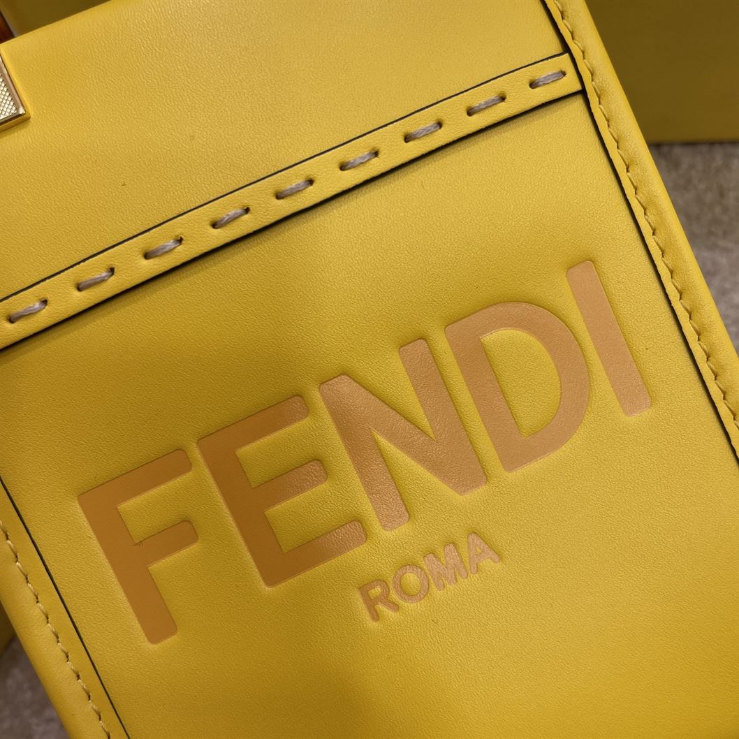 FENDI MINI SUNSHINE SHOPPER YELLOW LEATHER MINI BAG