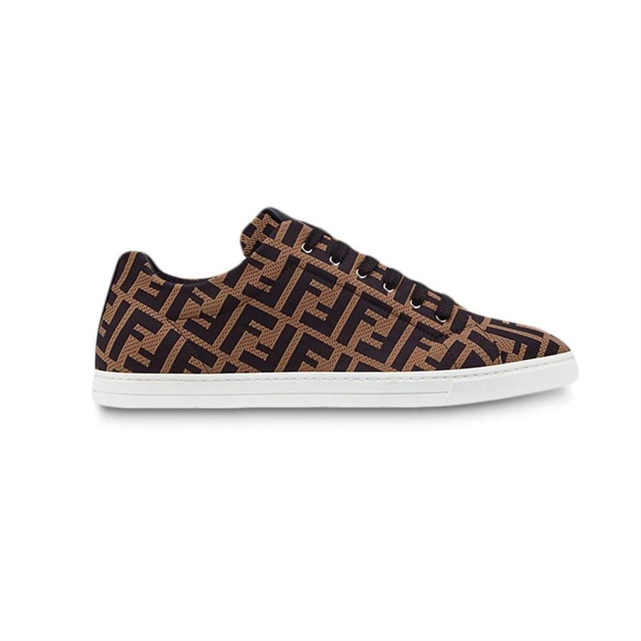 FENDI SNEAKERS BROWN FABRIC LOW-TOPS - FDS007