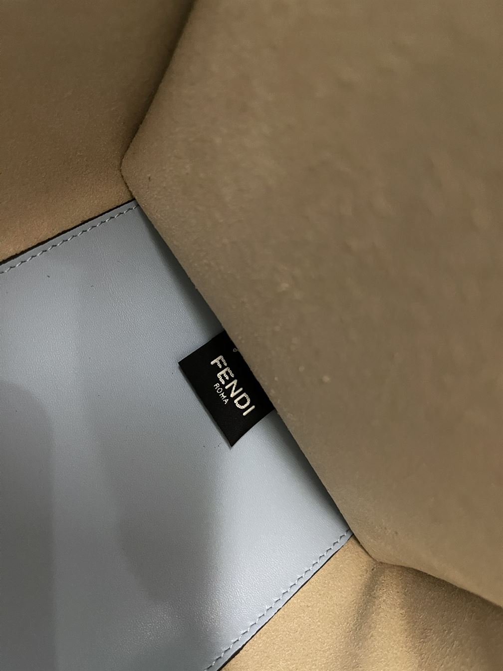 FENDI SUNSHINE MEDIUM LIGHT BLUE LEATHER SHOPPER