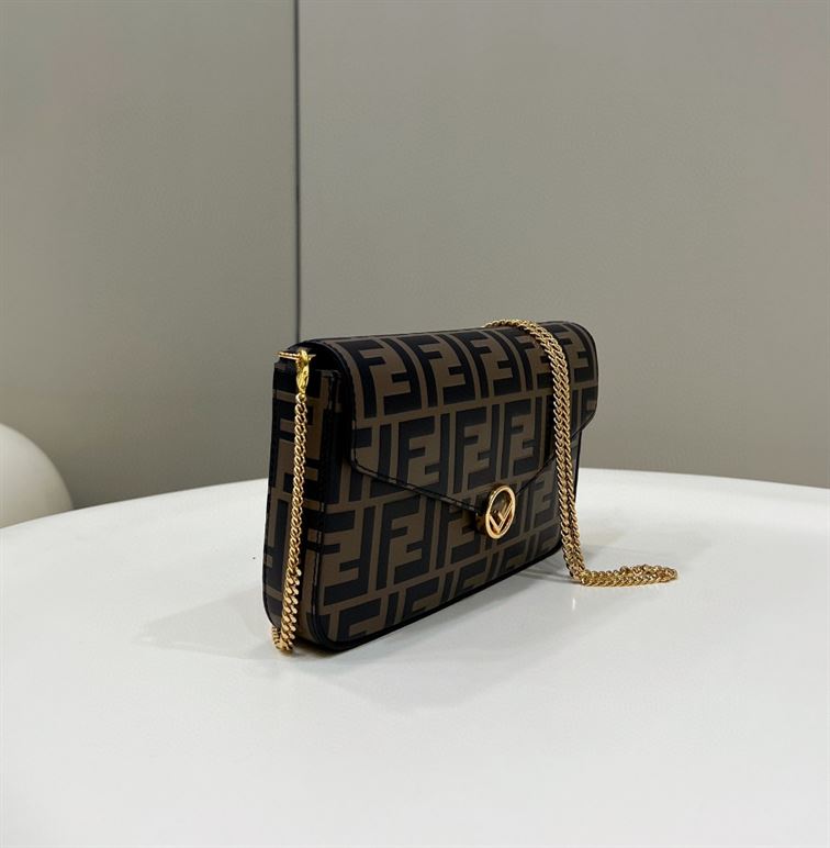 FENDI WALLET ON CHAIN WITH POUCHES BROWN