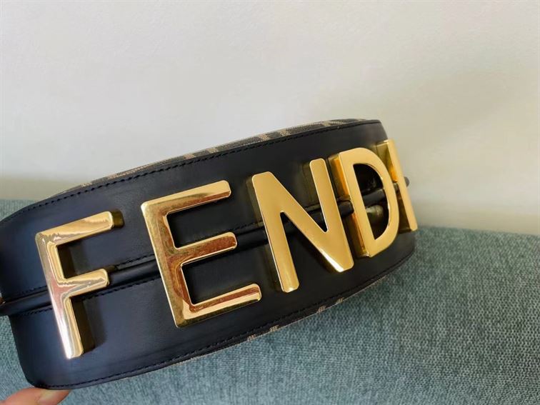 FENDIGRAPHY SMALL BROWN FF FABRIC BAG