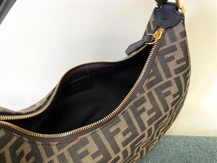 FENDIGRAPHY SMALL BROWN FF FABRIC BAG