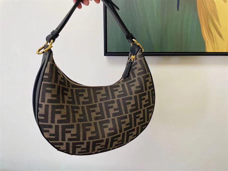 FENDIGRAPHY SMALL BROWN FF FABRIC BAG