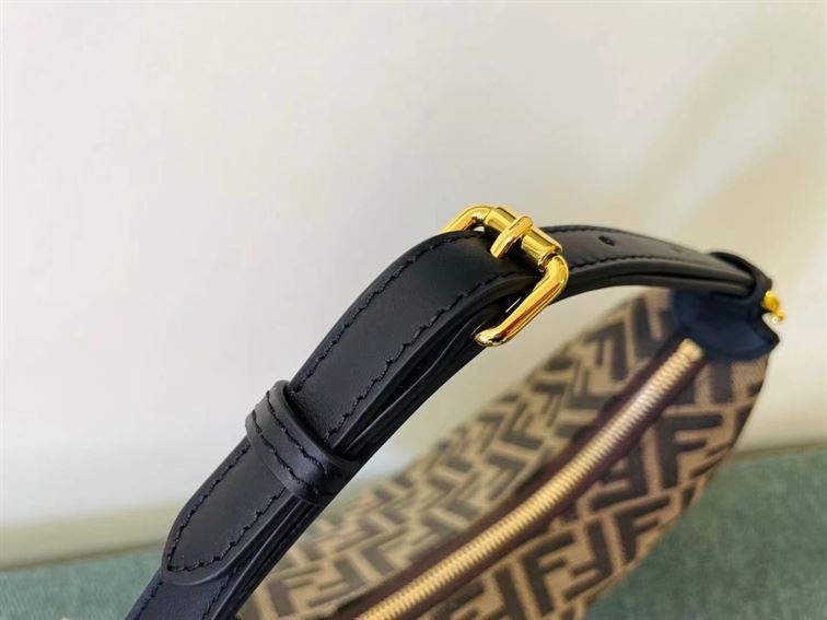 FENDIGRAPHY SMALL BROWN FF FABRIC BAG