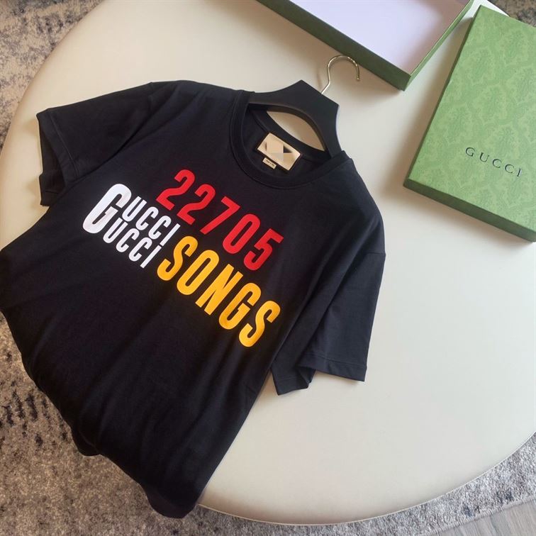 GUCCI '22705' GUCCI SONGS' PRINT T-SHIRT BLACK - GGS034
