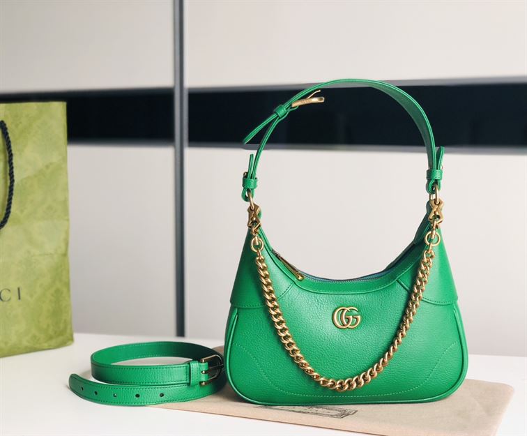 GUCCI APHRODITE SMALL SHOULDER BAG IN GREEN LEATHER