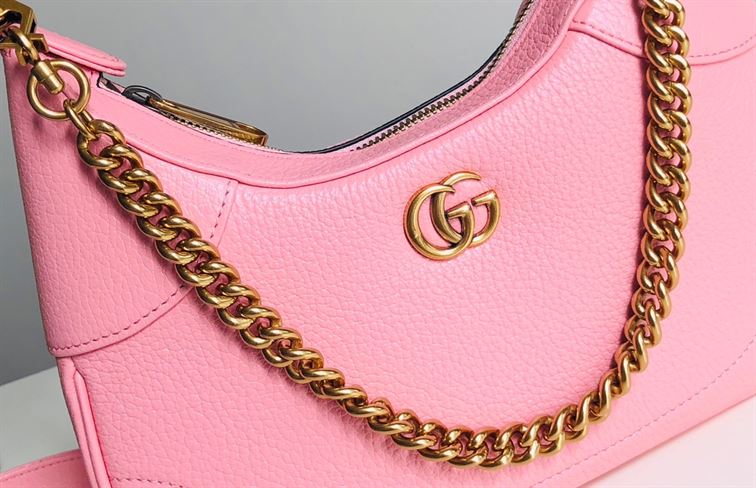 GUCCI APHRODITE SMALL SHOULDER BAG IN LIGHT PINK LEATHER