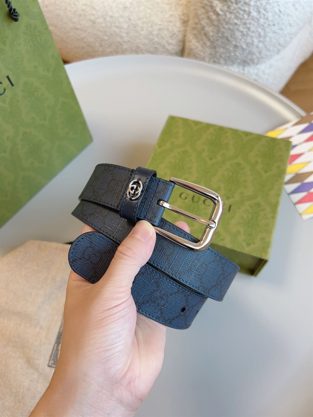 GUCCI BELT WITH INTERLOCKING G DETAIL - GB038