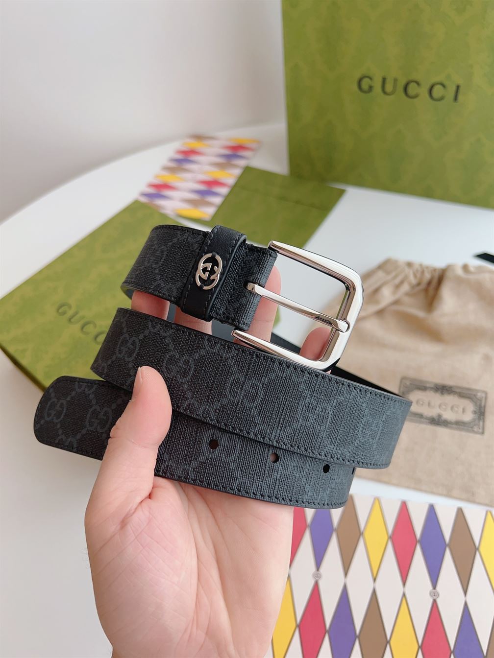 GUCCI BELT WITH INTERLOCKING G DETAIL - GB039