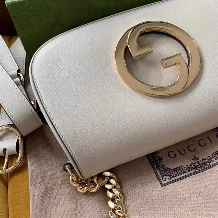 GUCCI BLONDIE SHOULDER BAG IN WHITE LEATHER