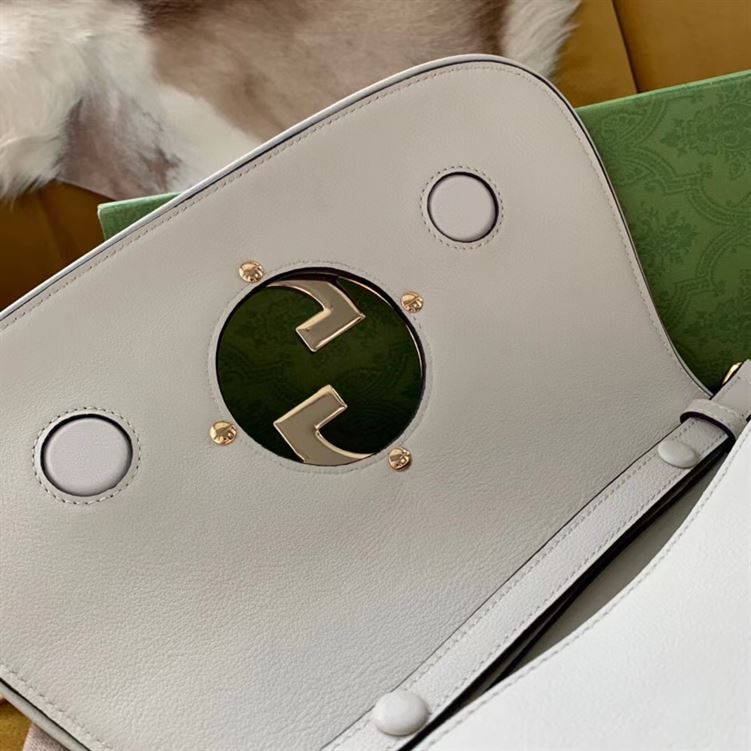 GUCCI BLONDIE SHOULDER BAG IN WHITE LEATHER