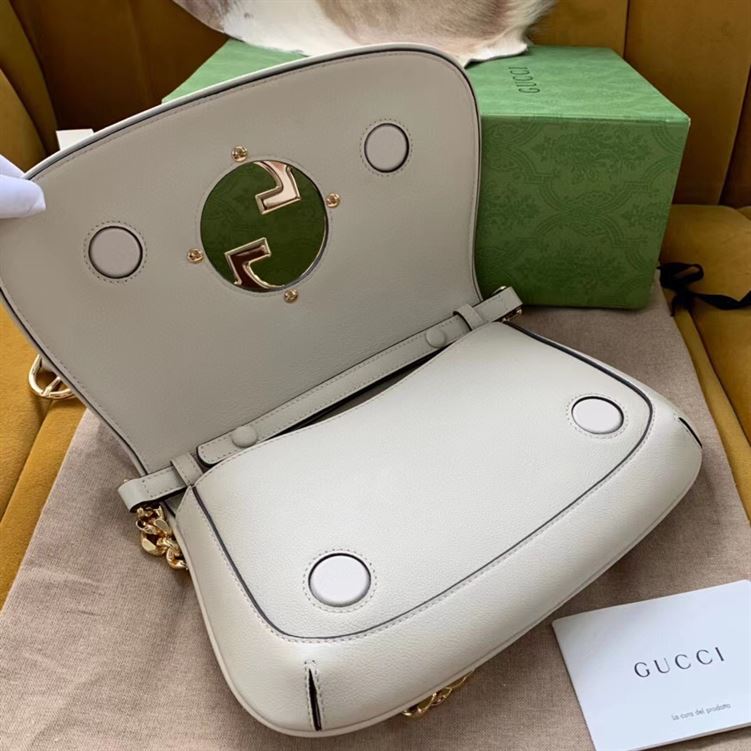 GUCCI BLONDIE SHOULDER BAG IN WHITE LEATHER