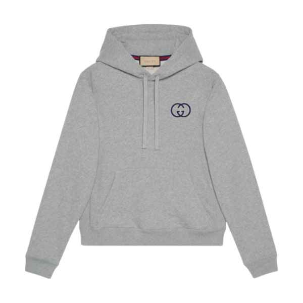 GUCCI COTTON JERSEY HOODED SWEATSHIRT GRAY - GCK029
